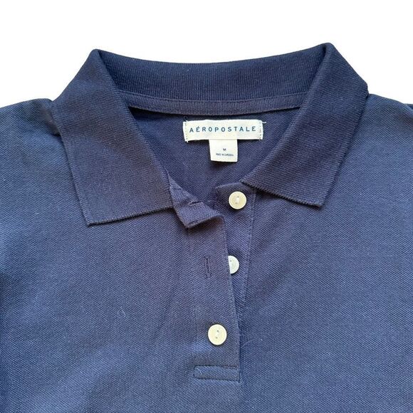 🆕Aeropostale Blue Long Sleeve Uniform Piqué Polo - Picture 4 of 8